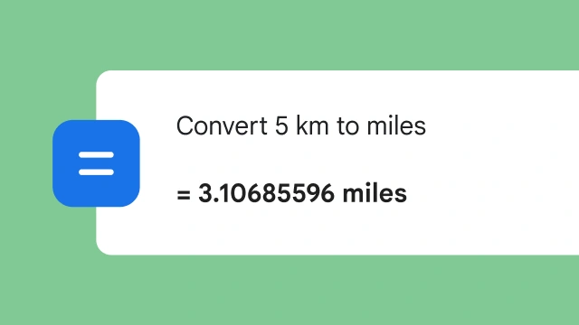 A search to convert 5 km to miles shows the result of 3.106 miles.